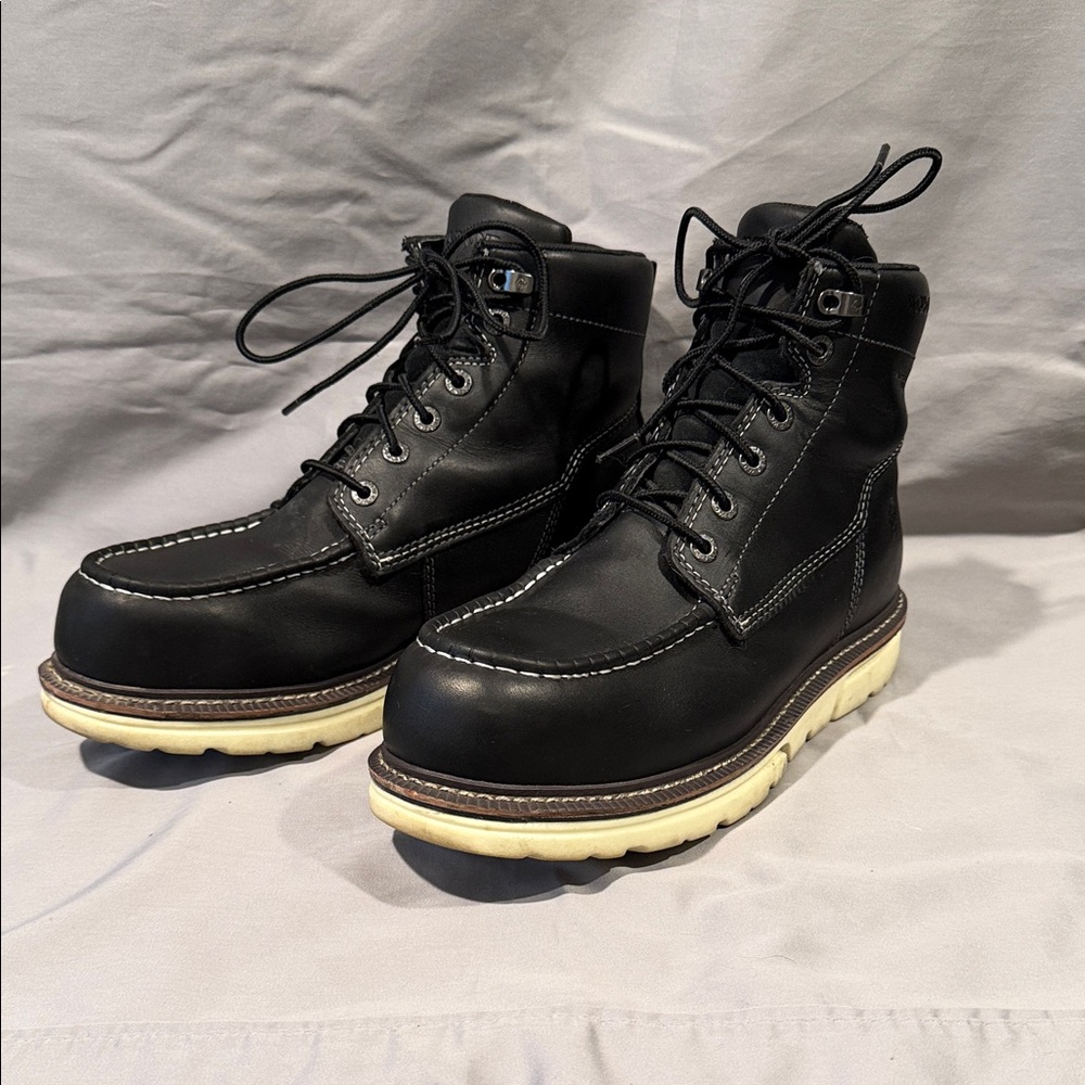 Wolverine Dura Shocks Black Leather Moc Toe Safety Boots